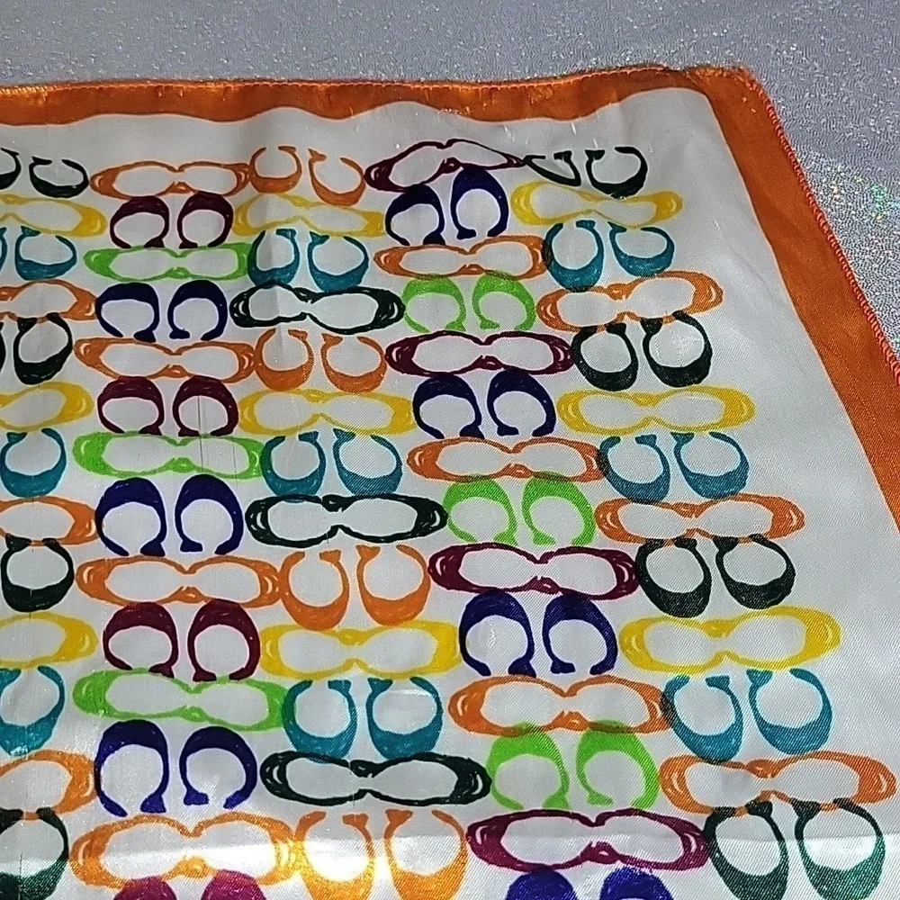 Coach Vintage 100% Silk Monogram Rainbow Cs Hankercheif Bandana Scarf Hair Bow
